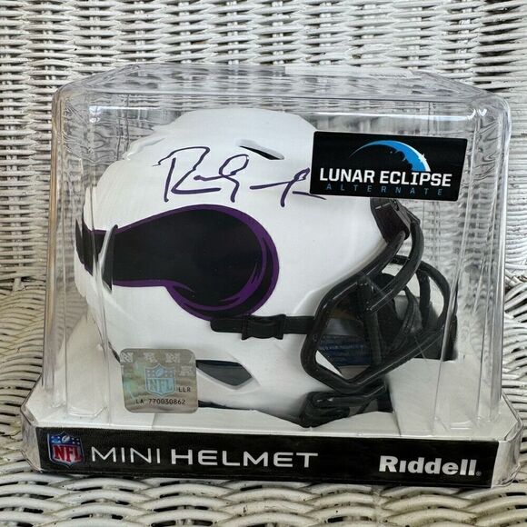 RANDY MOSS Auto Minnesota Vikings Riddell Lunar Eclipse Mini Helmet Radtke Cert - Picture 1 of 8